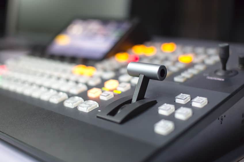 Live editing A mixing desk designed to mix and edit audio and video streams during post production.